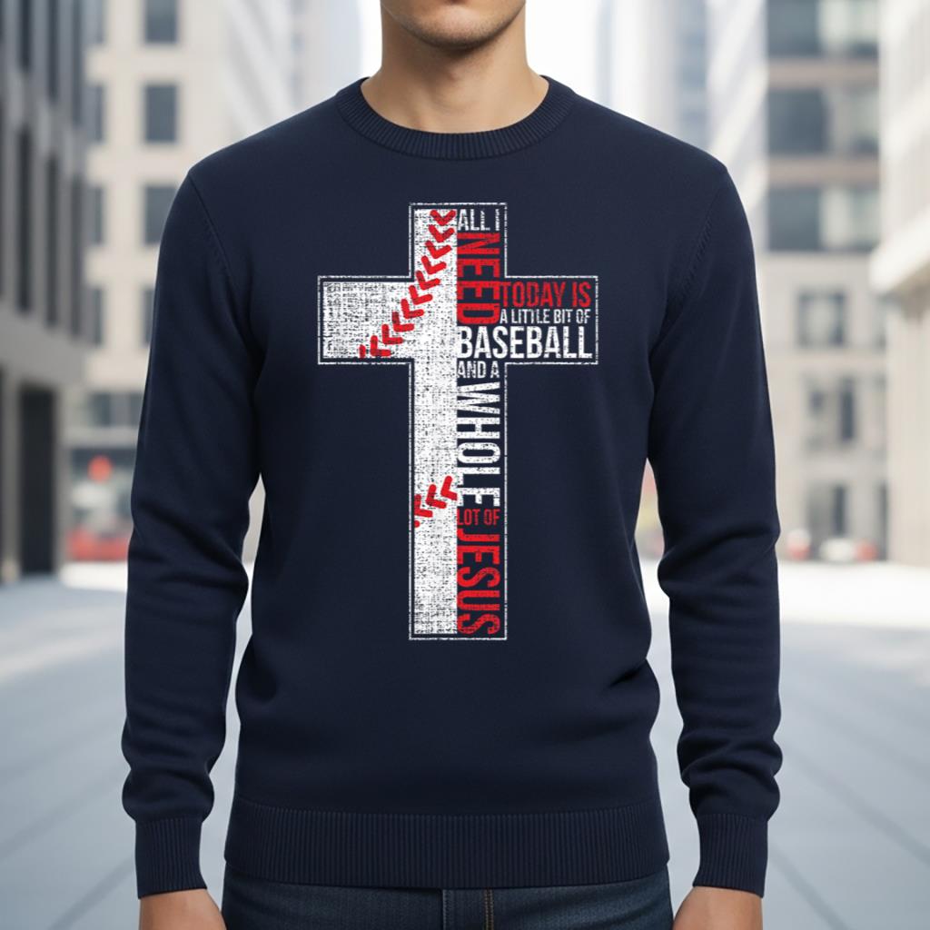 All I Need Is Baseball & Jesus Christian Cross Faith T Shirt - Image 6