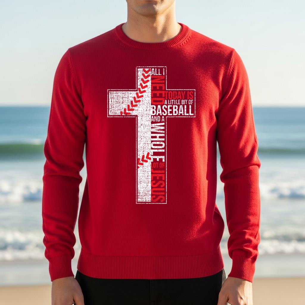 All I Need Is Baseball & Jesus Christian Cross Faith T Shirt - Image 4