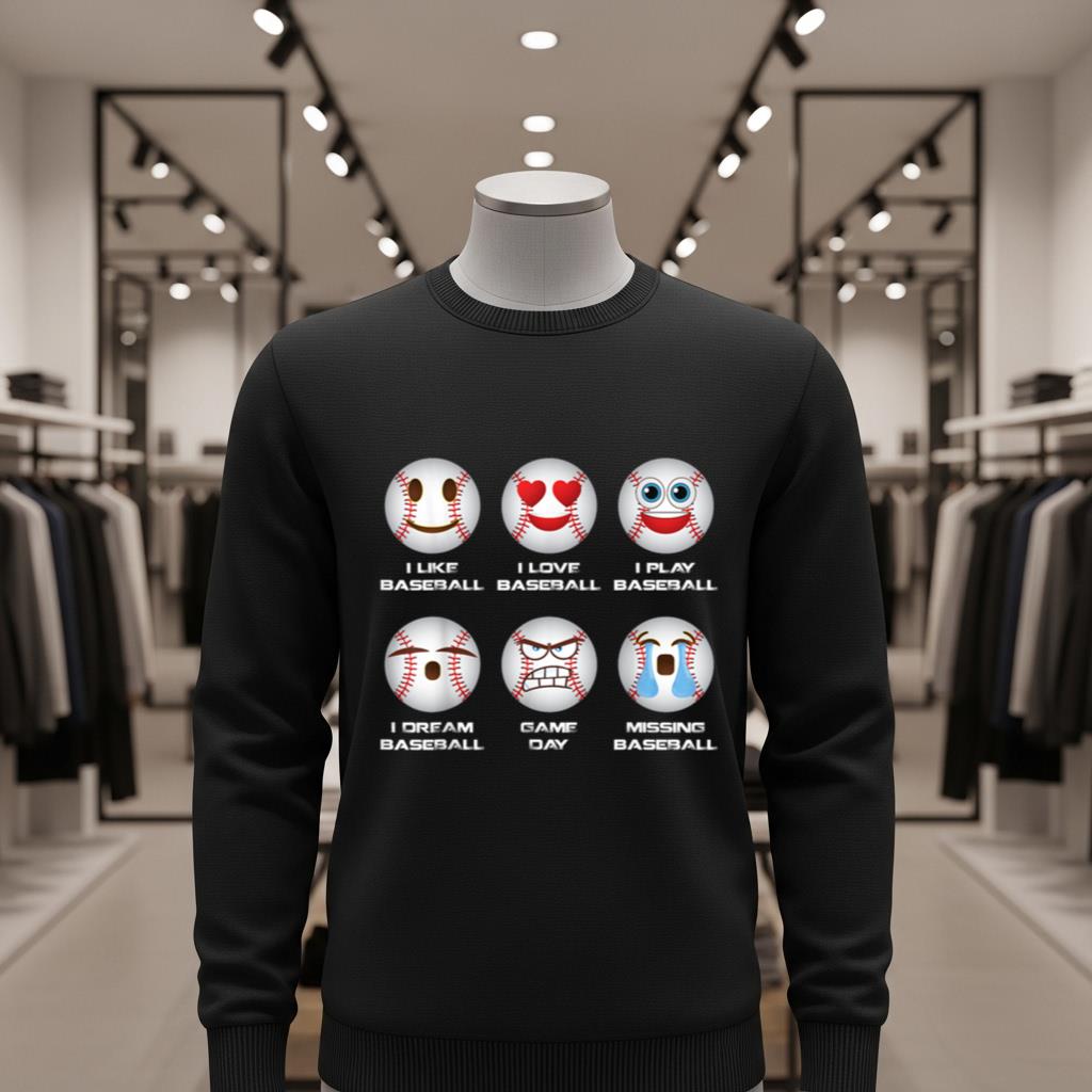 Baseball Emoji I Love Baseball Emoticon Social Baseball Fun - Image 2