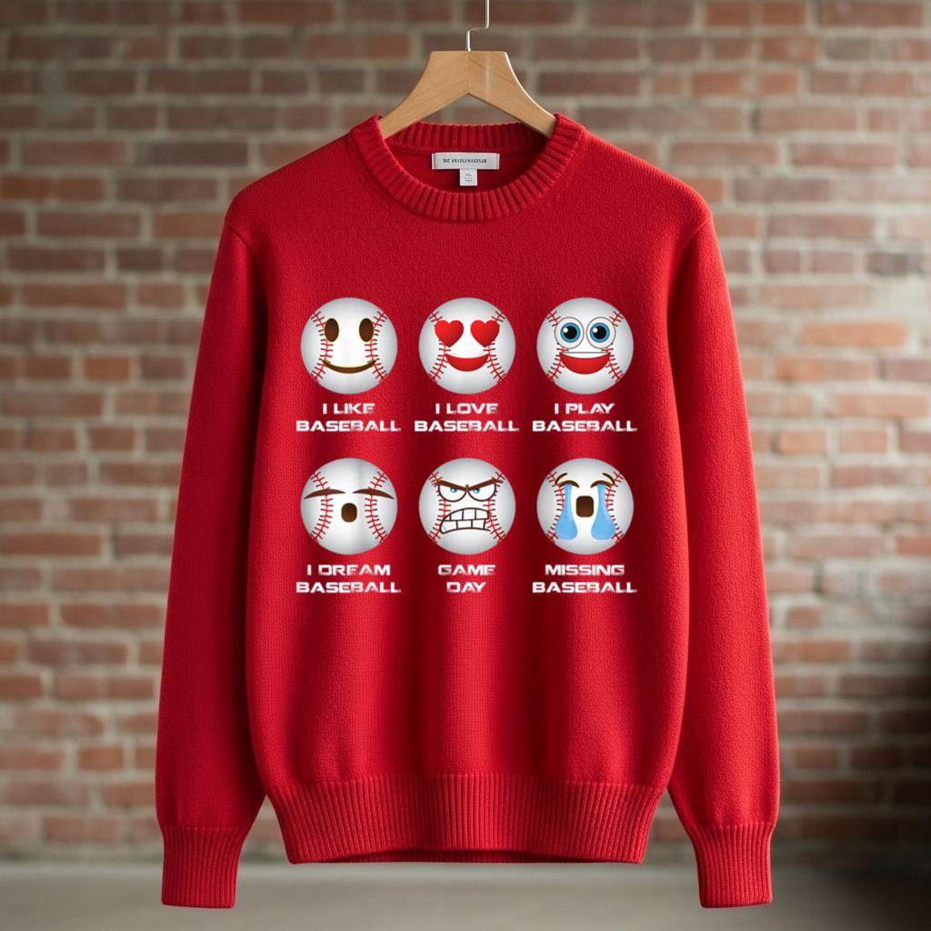 Baseball Emoji I Love Baseball Emoticon Social Baseball Fun - Image 3