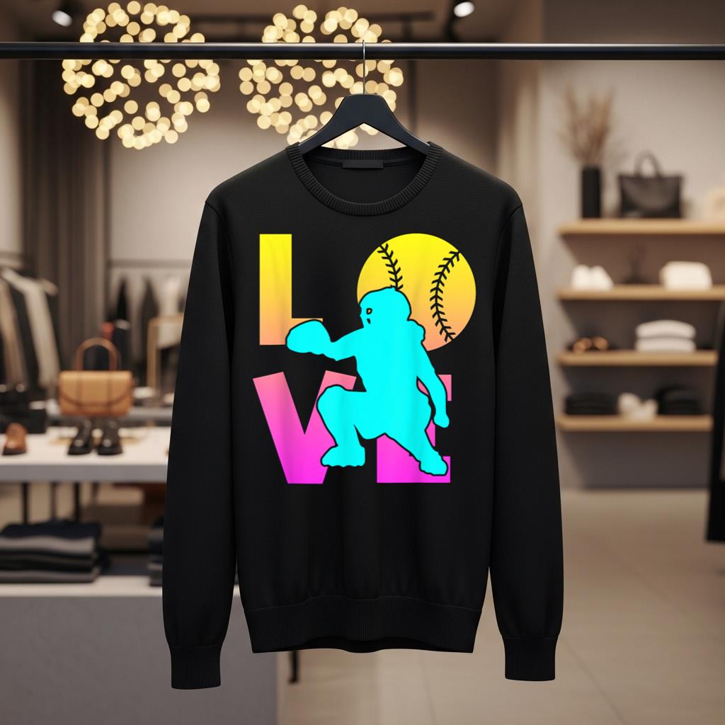 Cute I Love Softball Shirt Catcher Funny Mom Teen Girl Women