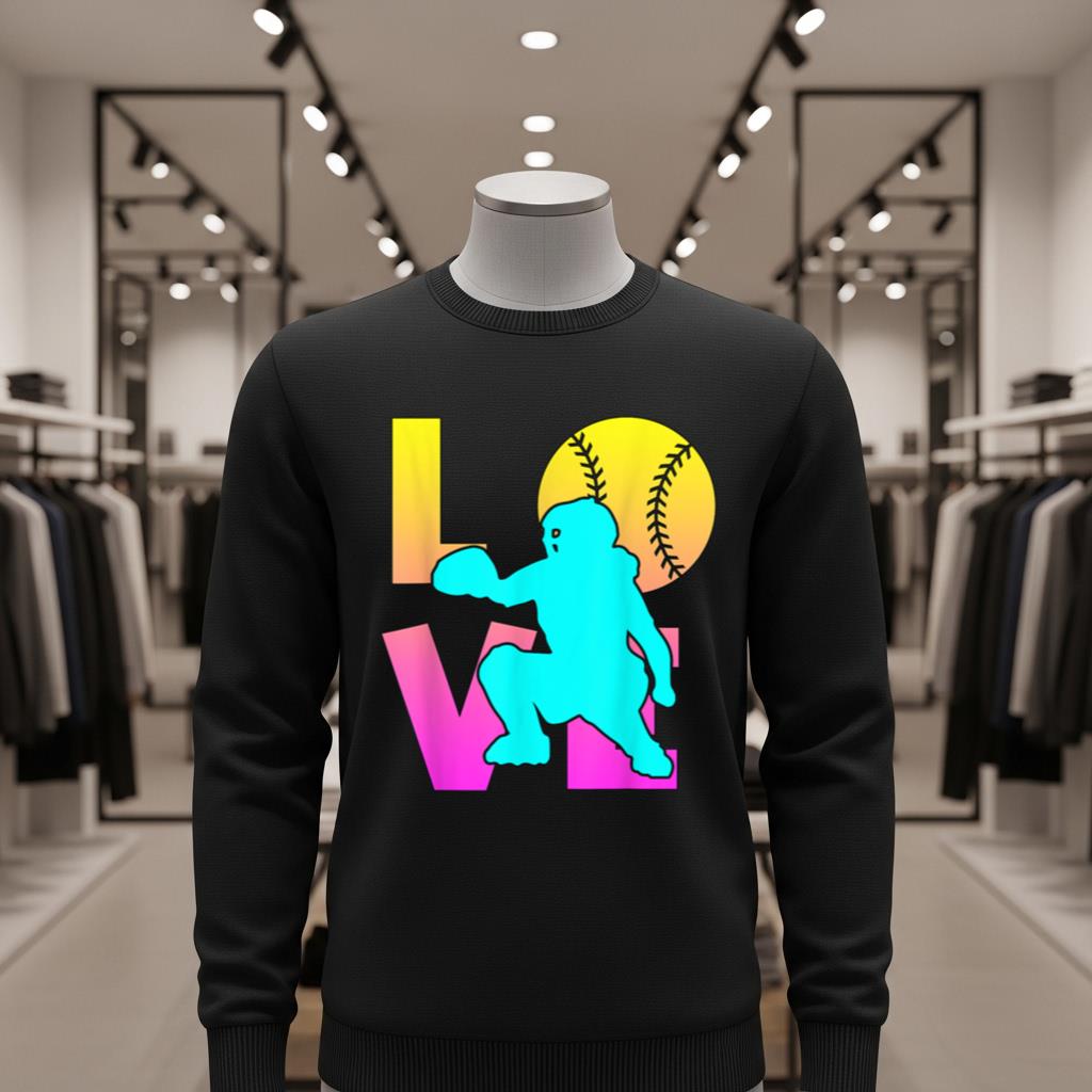 Cute I Love Softball Shirt Catcher Funny Mom Teen Girl Women - Image 2