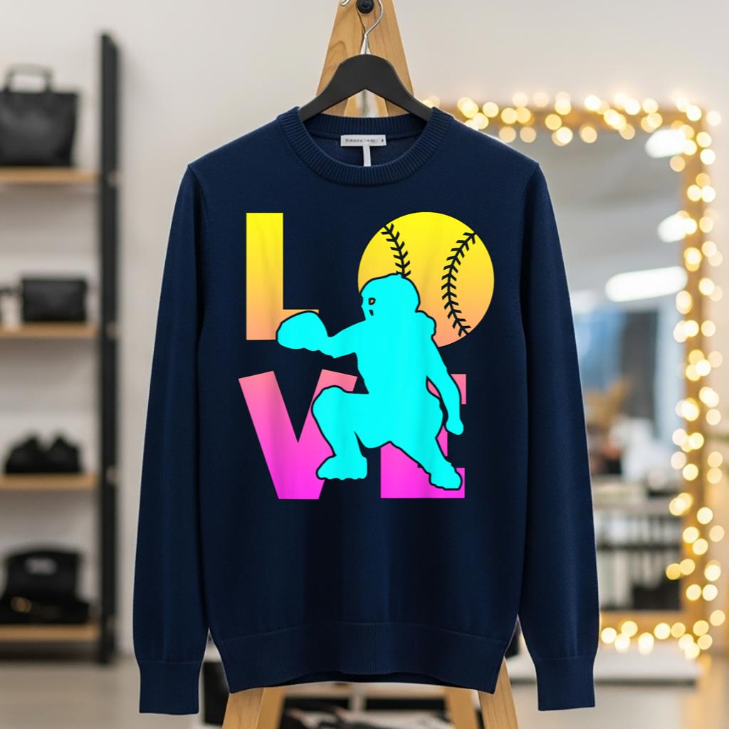 Cute I Love Softball Shirt Catcher Funny Mom Teen Girl Women - Image 5
