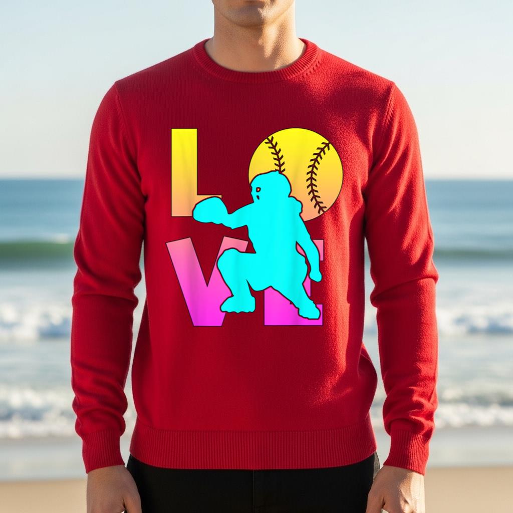Cute I Love Softball Shirt Catcher Funny Mom Teen Girl Women - Image 4
