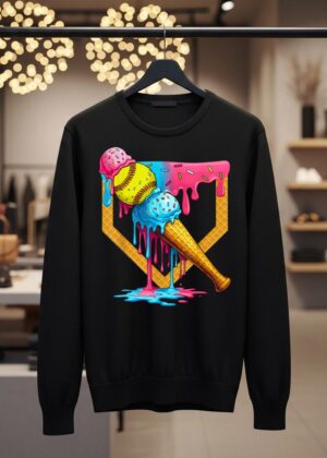 Cute Ice Cream Softball Home Plate Drip Game Day Softball