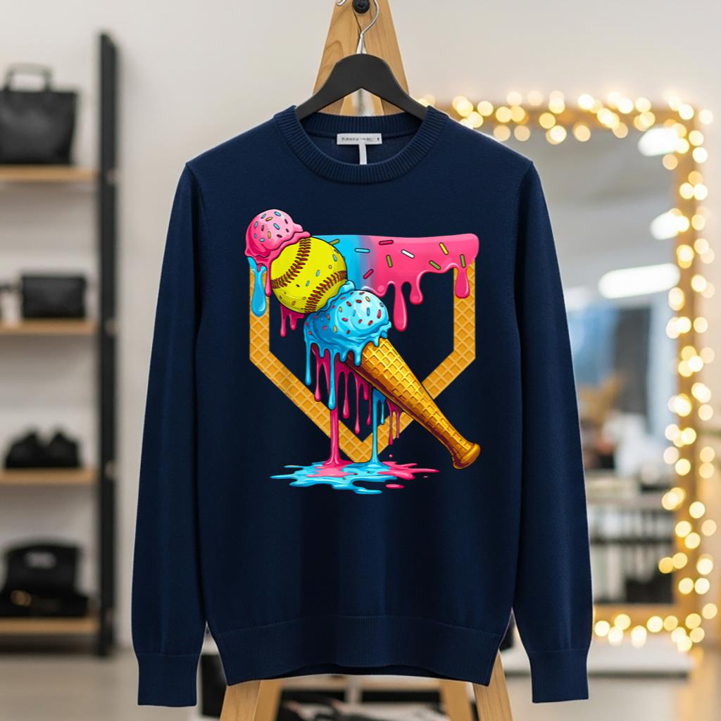 Cute Ice Cream Softball Home Plate Drip Game Day Softball - Image 5