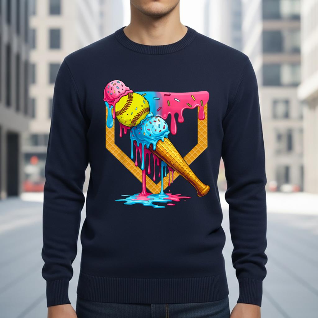 Cute Ice Cream Softball Home Plate Drip Game Day Softball - Image 6