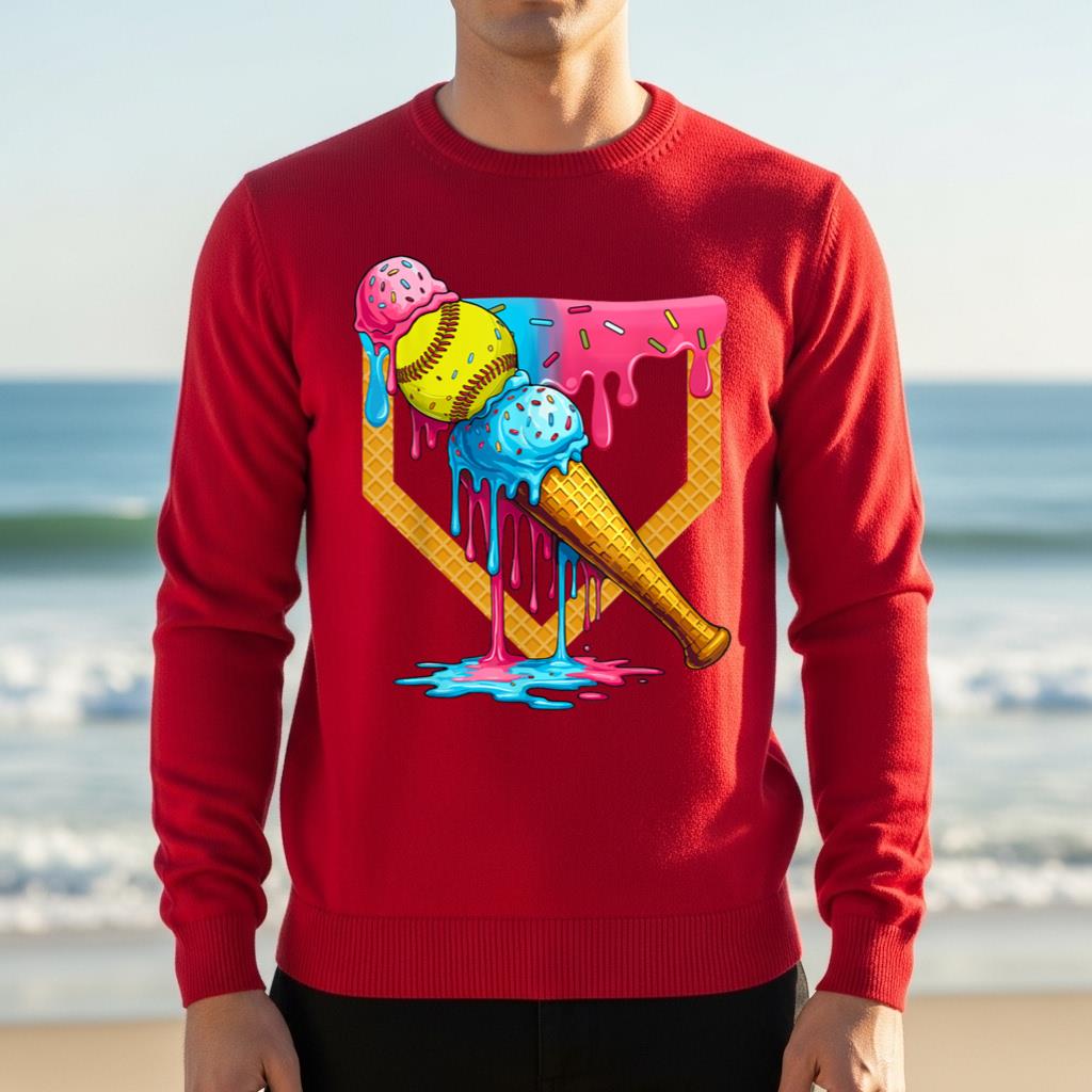 Cute Ice Cream Softball Home Plate Drip Game Day Softball - Image 4