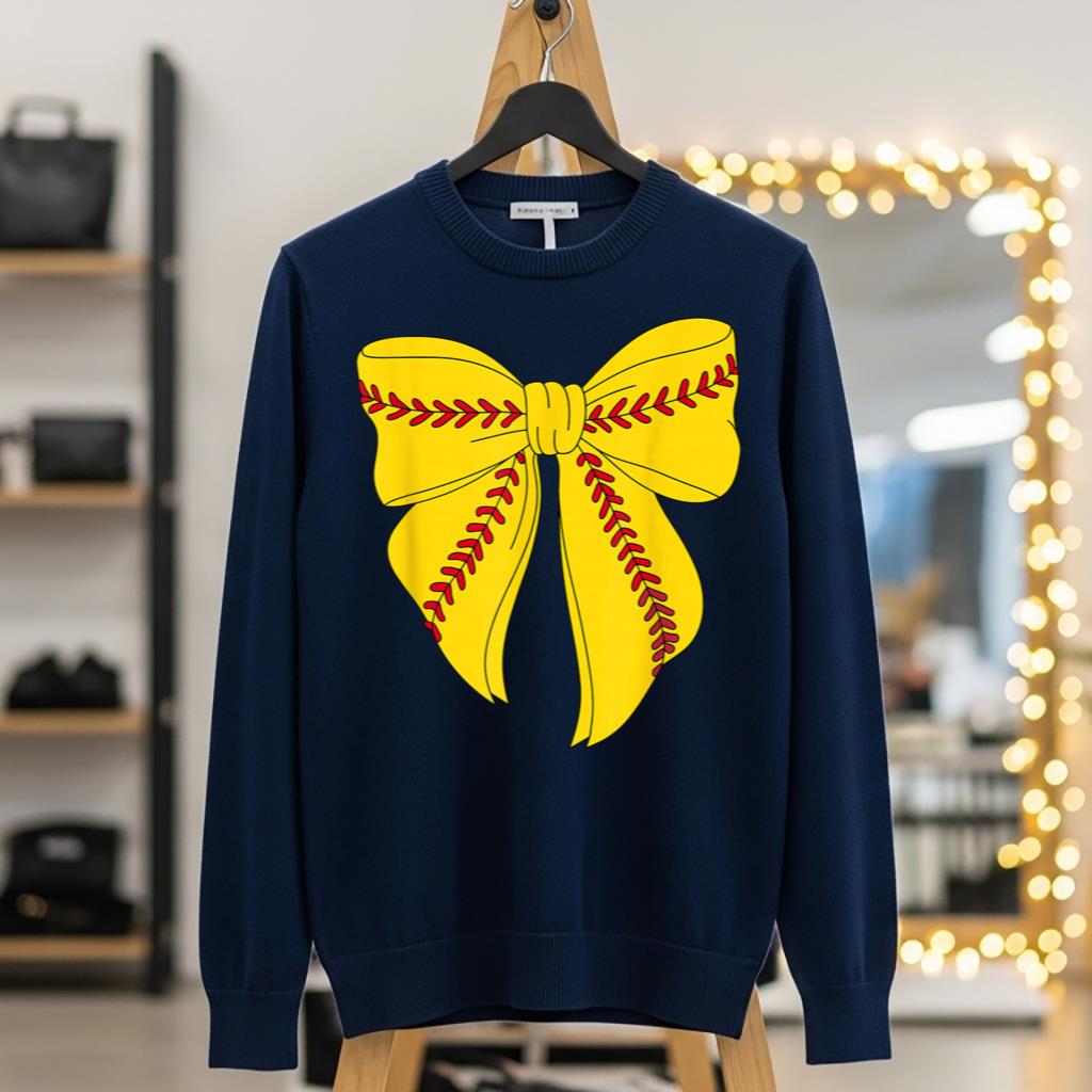 Cute Softball Coquette Bow For Women Girls Softball Mom Mama - Image 5