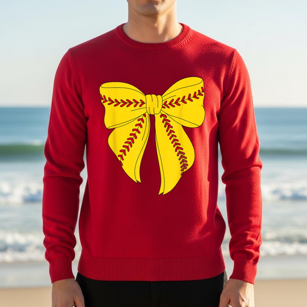 Cute Softball Coquette Bow For Women Girls Softball Mom Mama - Image 4