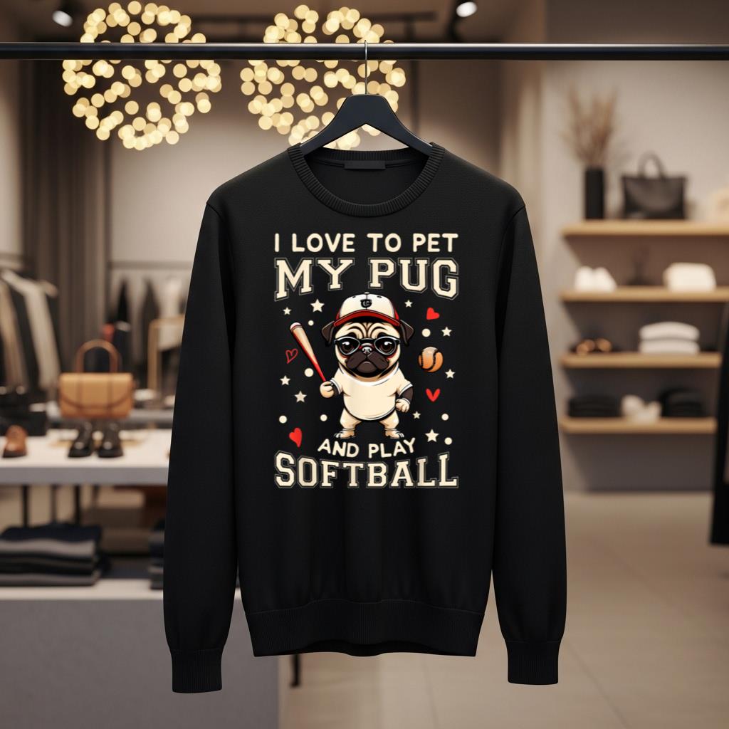 Dog Owner I Love to Pet My Pug And Play Softball