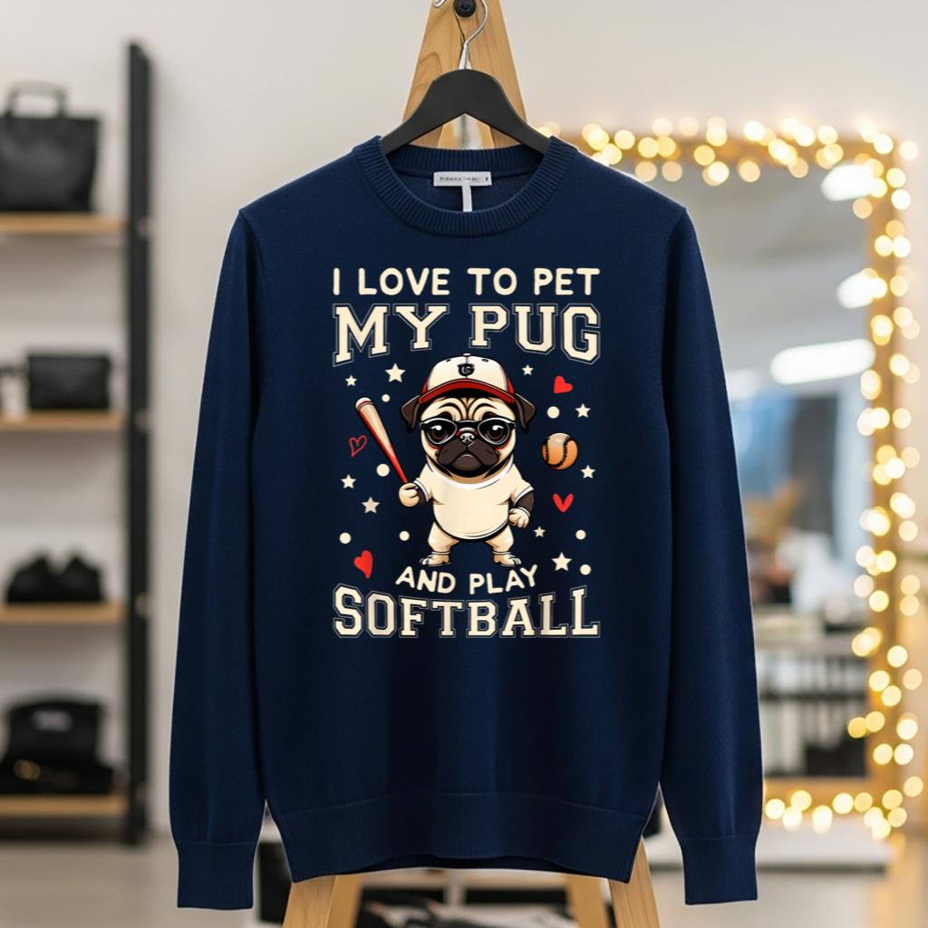 Dog Owner I Love to Pet My Pug And Play Softball - Image 5