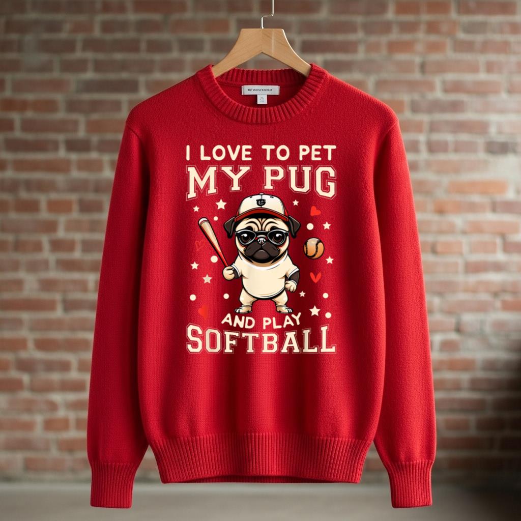 Dog Owner I Love to Pet My Pug And Play Softball - Image 3
