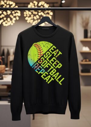 Eat Sleep Softball Repeat Funny Bat & Ball Player Sports Gag