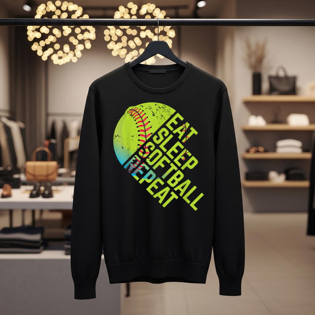 Eat Sleep Softball Repeat Funny Bat & Ball Player Sports Gag