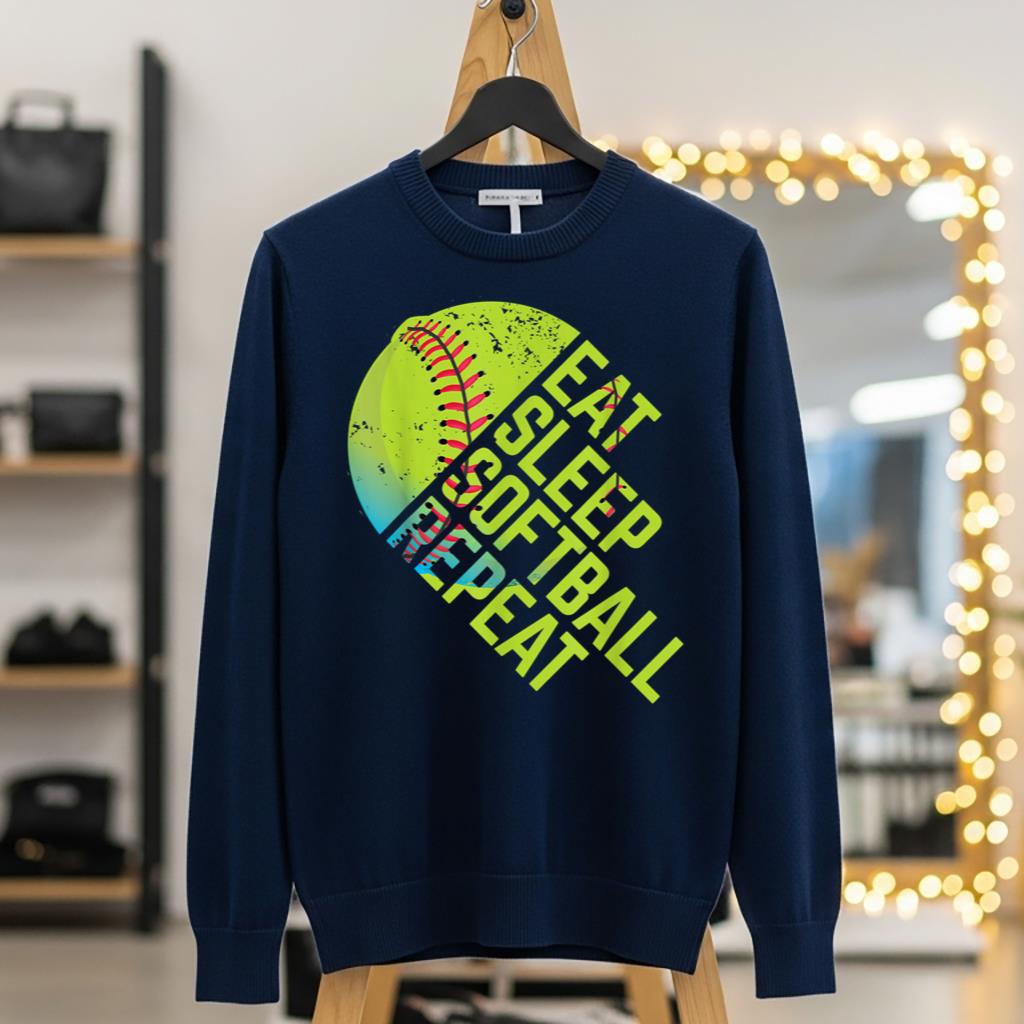 Eat Sleep Softball Repeat Funny Bat & Ball Player Sports Gag - Image 5
