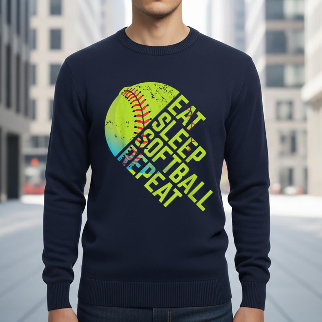 Eat Sleep Softball Repeat Funny Bat & Ball Player Sports Gag - Image 6