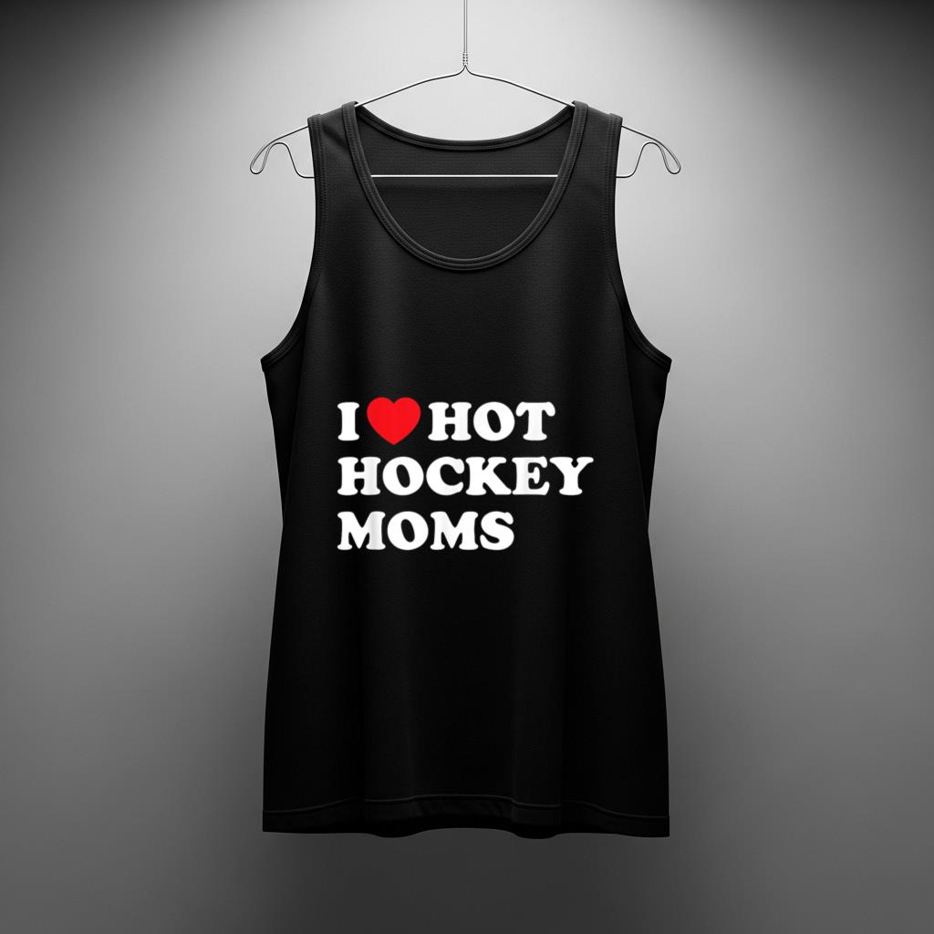 Funny Hockey Tank Top I Love Hot Hockey Moms - Image 2