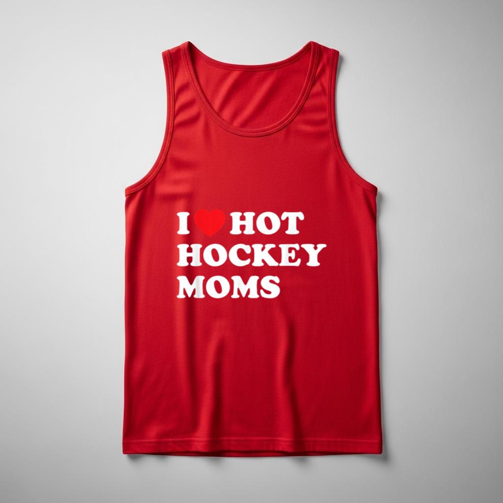 Funny Hockey Tank Top I Love Hot Hockey Moms - Image 3