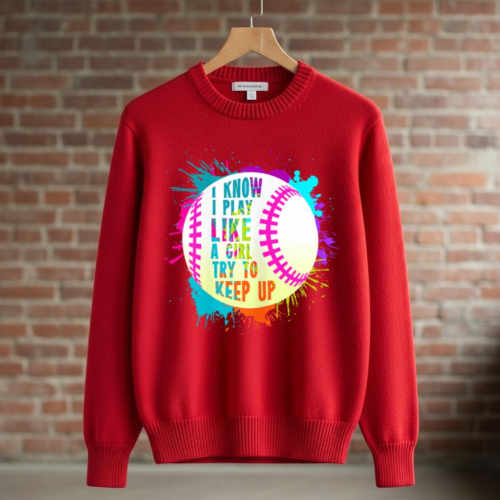 Funny I Play Like A Girl Softball Baseball Quote T Shirt - Image 3