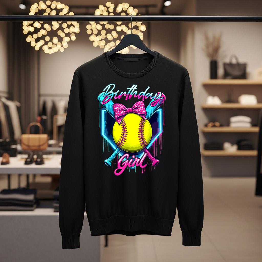 Funny Ice Cream Softball Drip Birthday Girl Softball Player