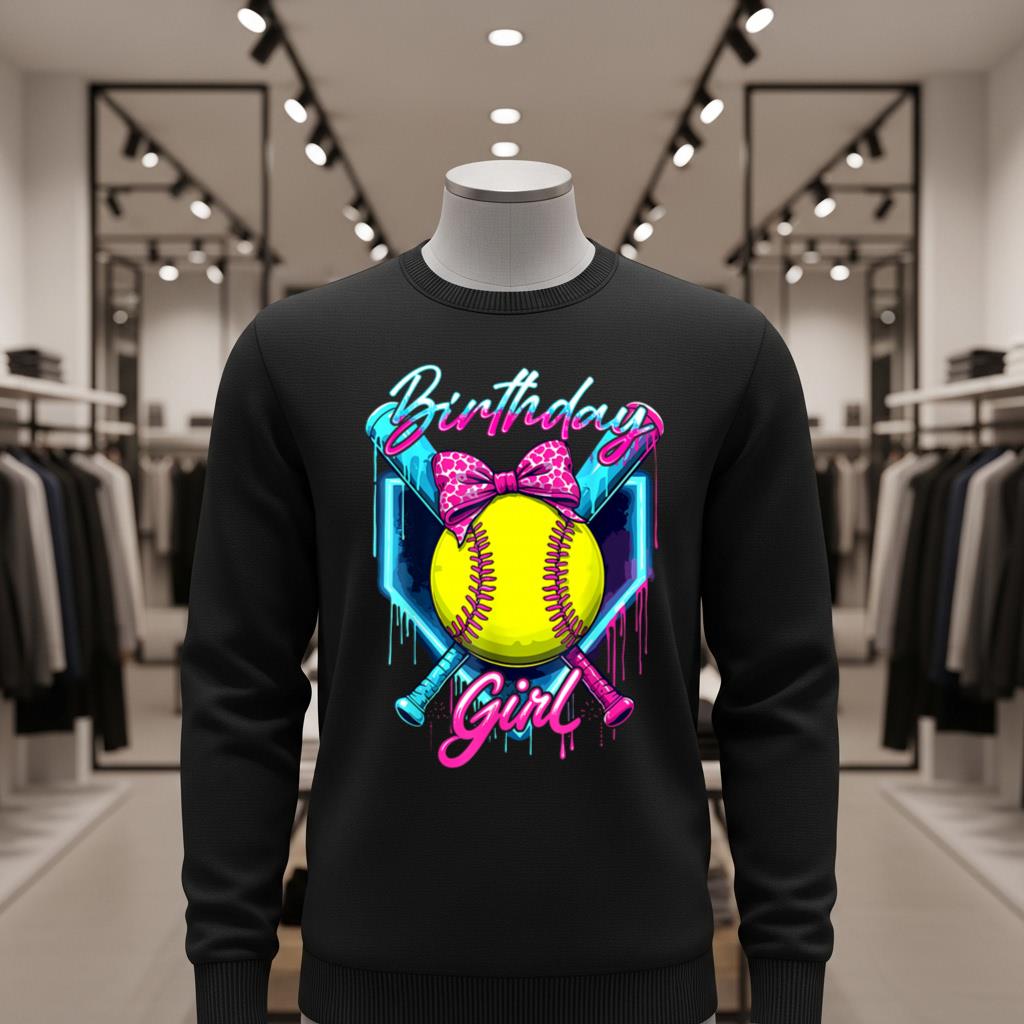 Funny Ice Cream Softball Drip Birthday Girl Softball Player - Image 2