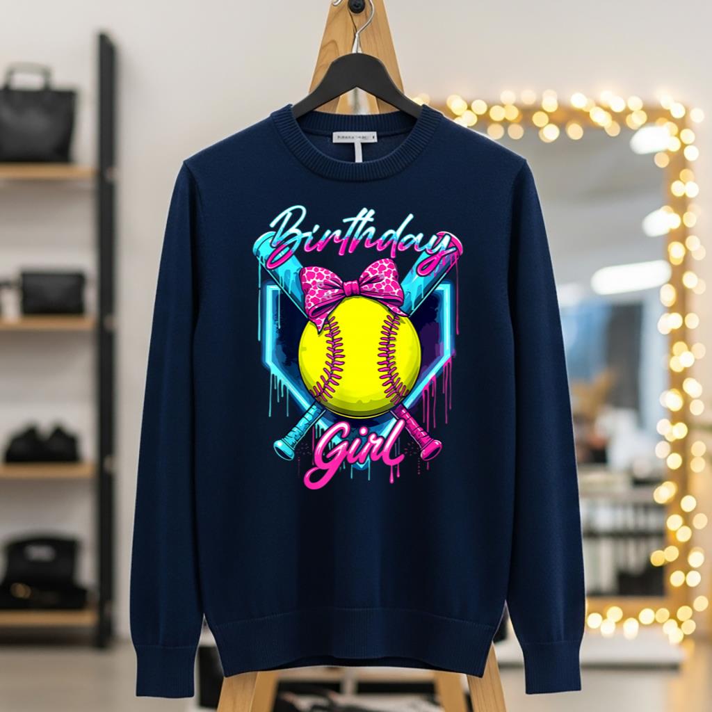 Funny Ice Cream Softball Drip Birthday Girl Softball Player - Image 5