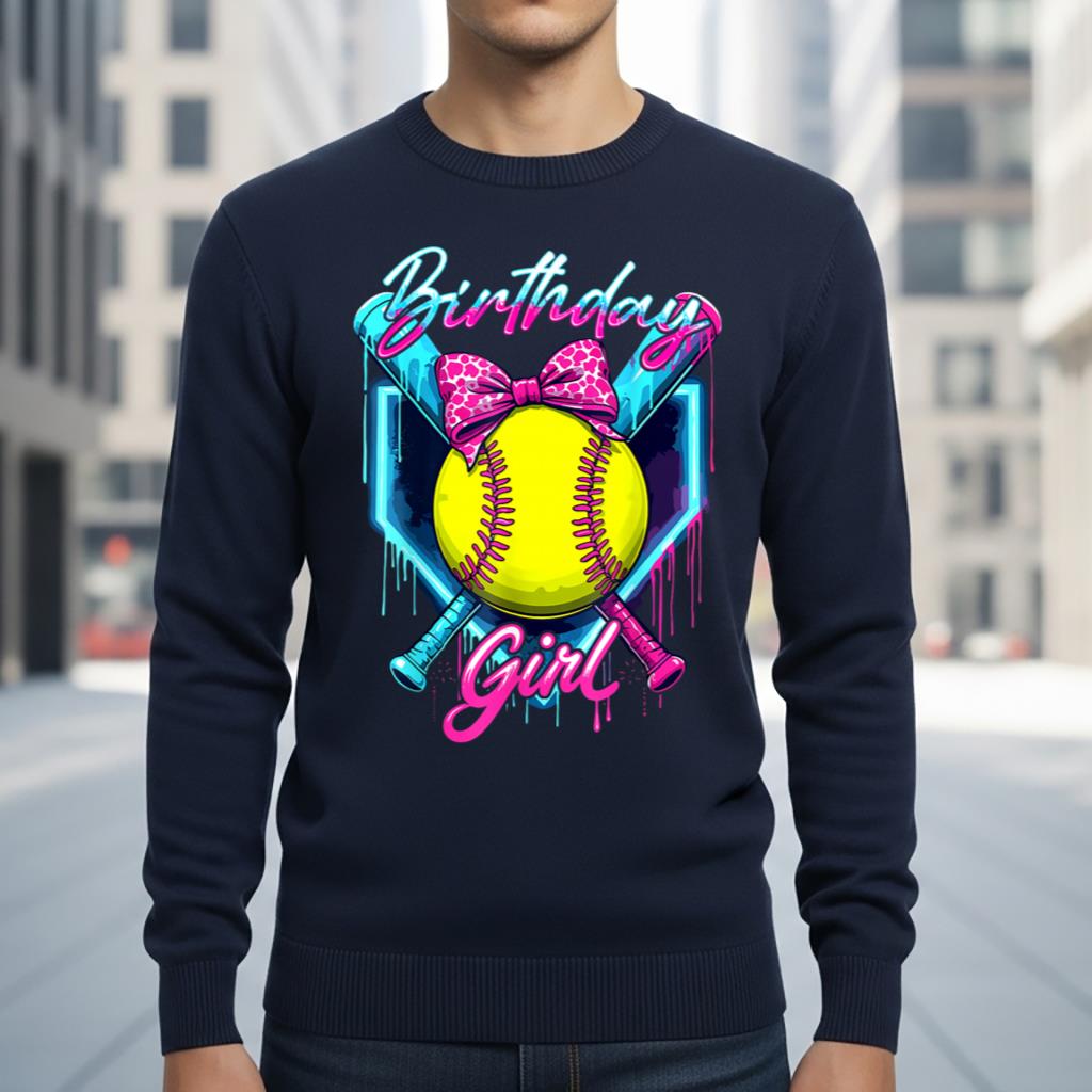 Funny Ice Cream Softball Drip Birthday Girl Softball Player - Image 6