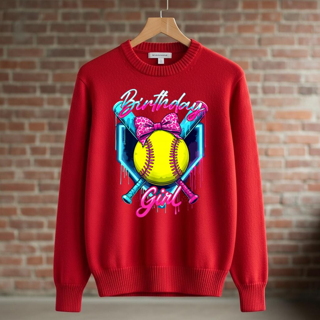 Funny Ice Cream Softball Drip Birthday Girl Softball Player - Image 3