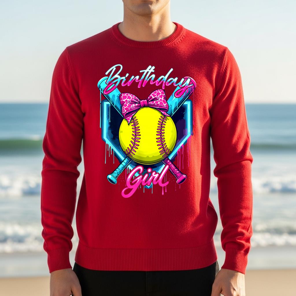 Funny Ice Cream Softball Drip Birthday Girl Softball Player - Image 4