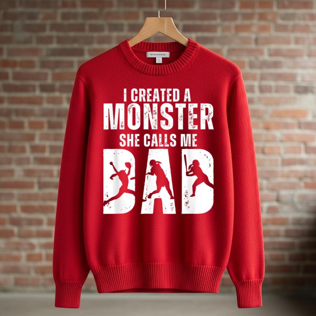 Funny Softball I Created A Monster She Calls Me Dad - Image 3
