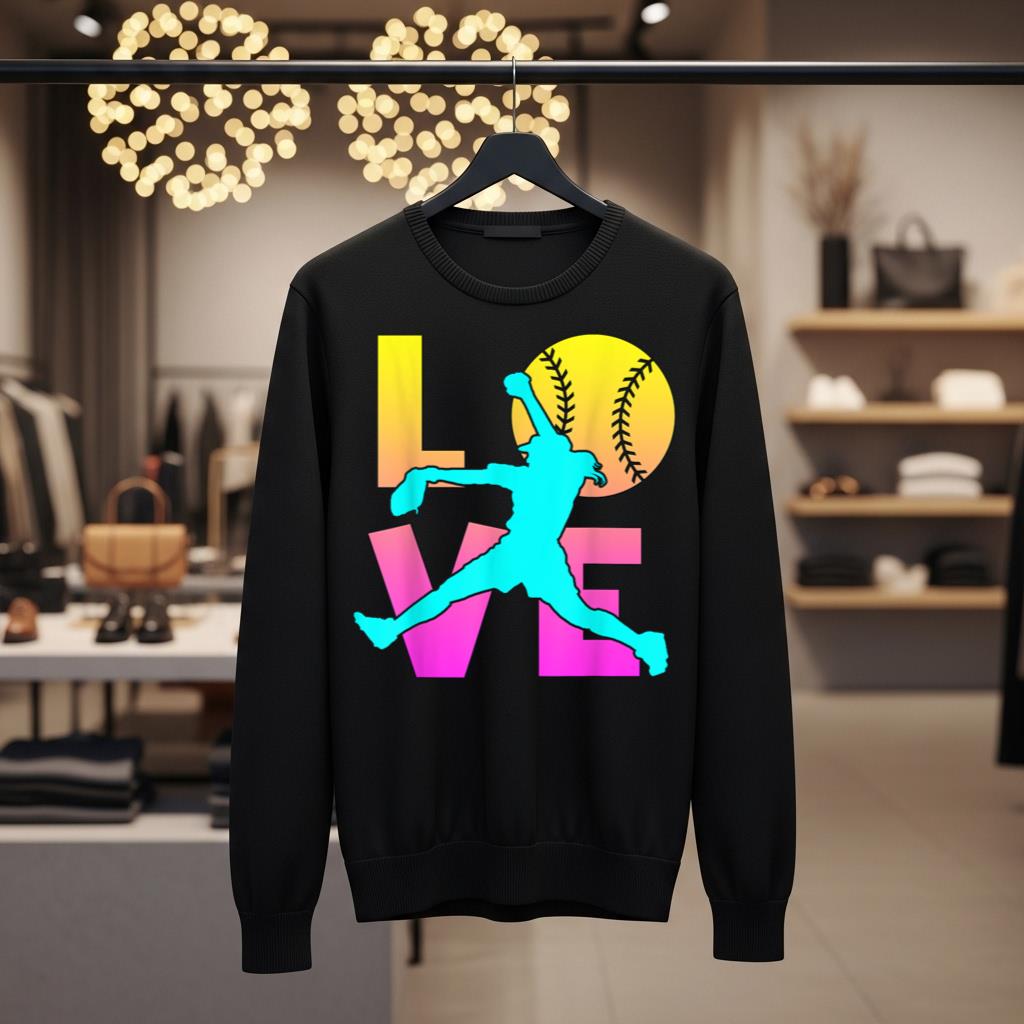 Girl I Love Softball Shirt Kids Teen Mom Women Pitcher Gift