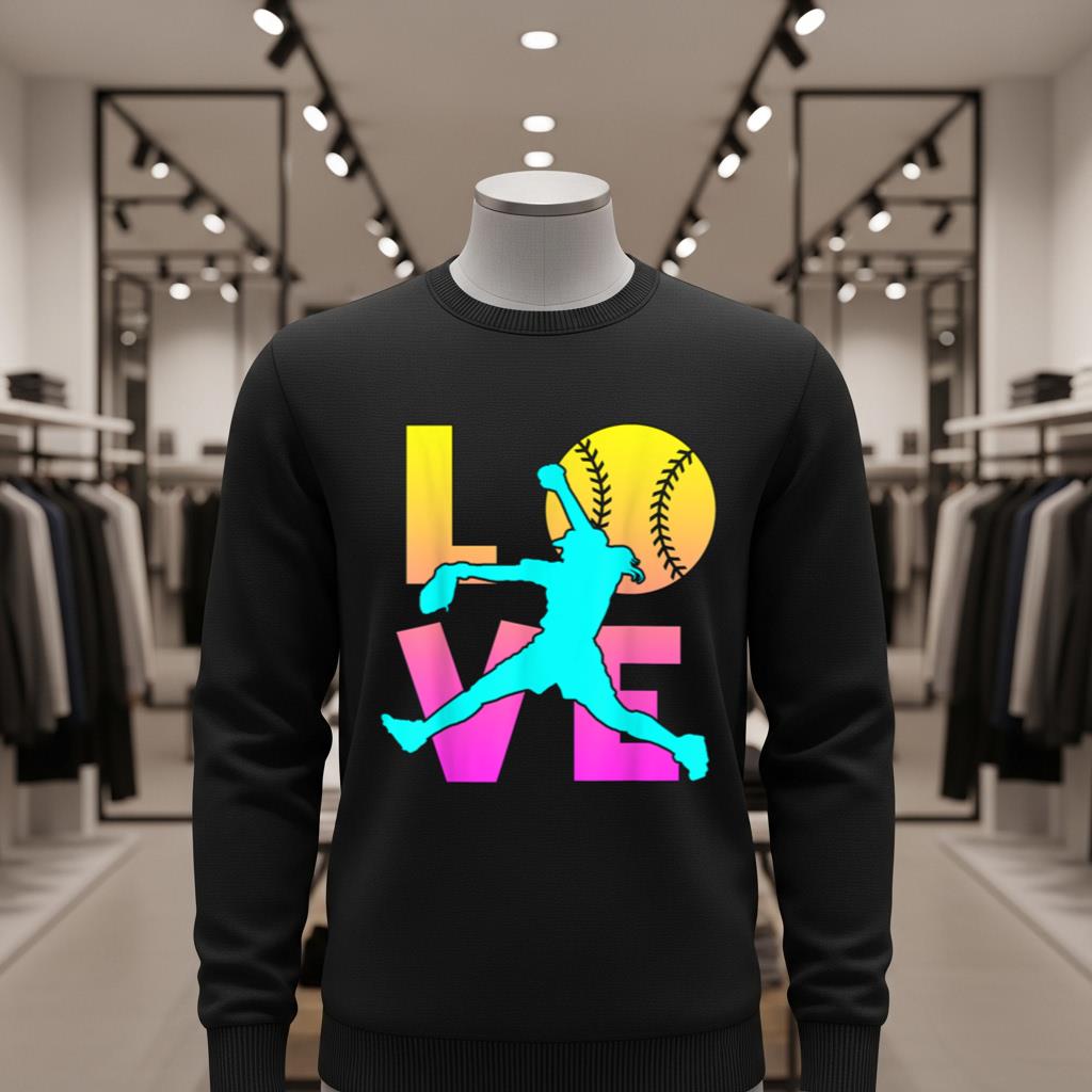 Girl I Love Softball Shirt Kids Teen Mom Women Pitcher Gift - Image 2