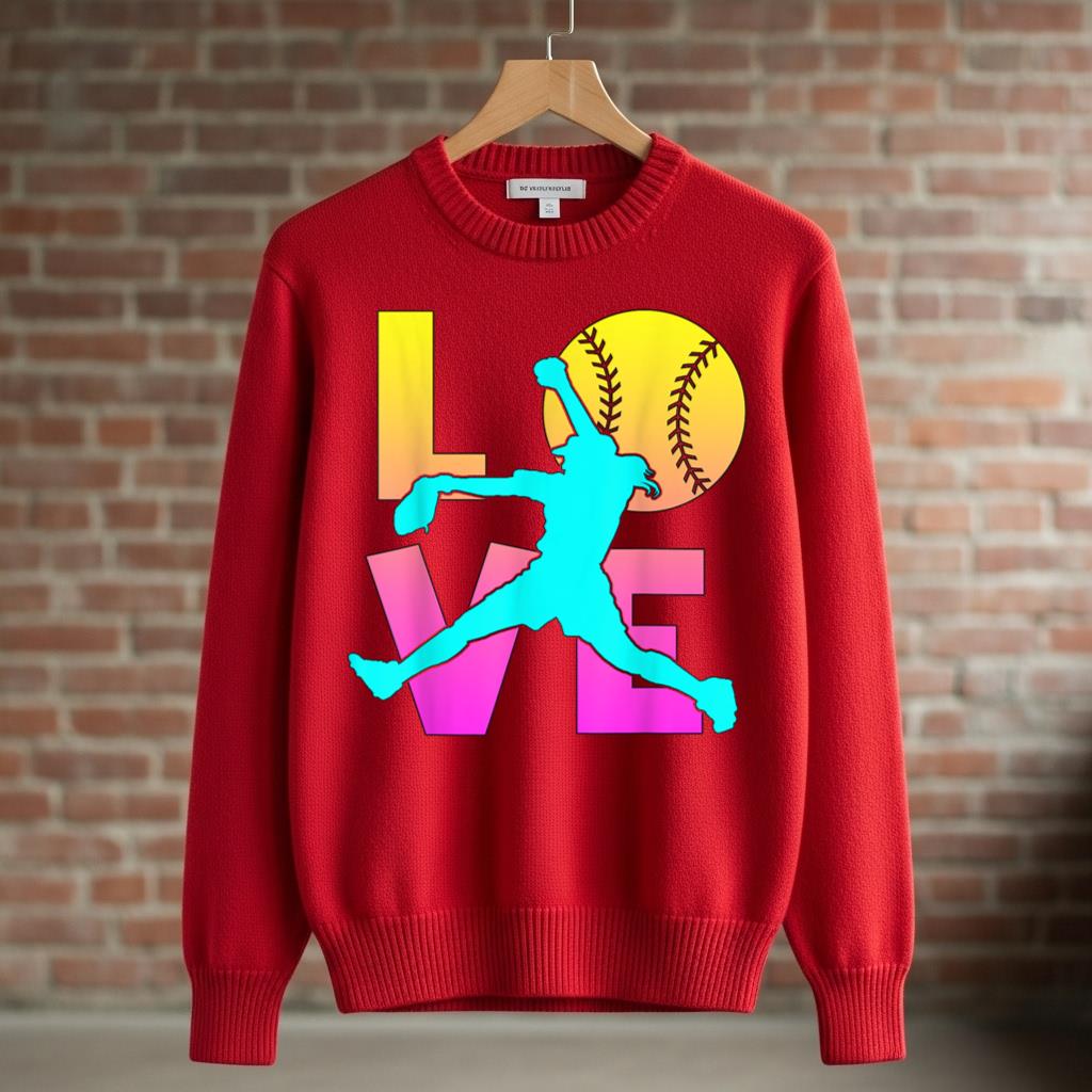 Girl I Love Softball Shirt Kids Teen Mom Women Pitcher Gift - Image 3