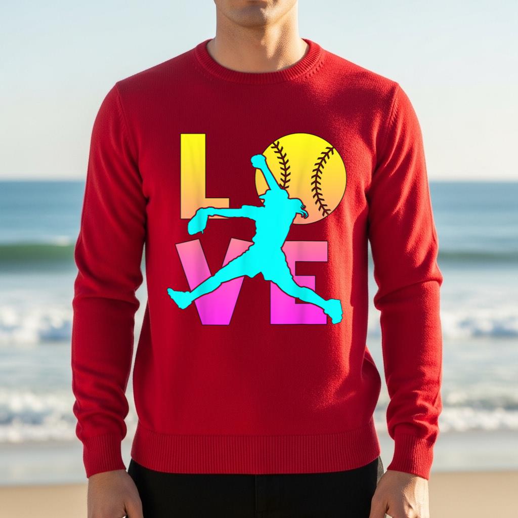 Girl I Love Softball Shirt Kids Teen Mom Women Pitcher Gift - Image 4