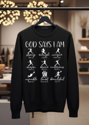God Says I Am Bible Verse Religious Christian Softball Girls