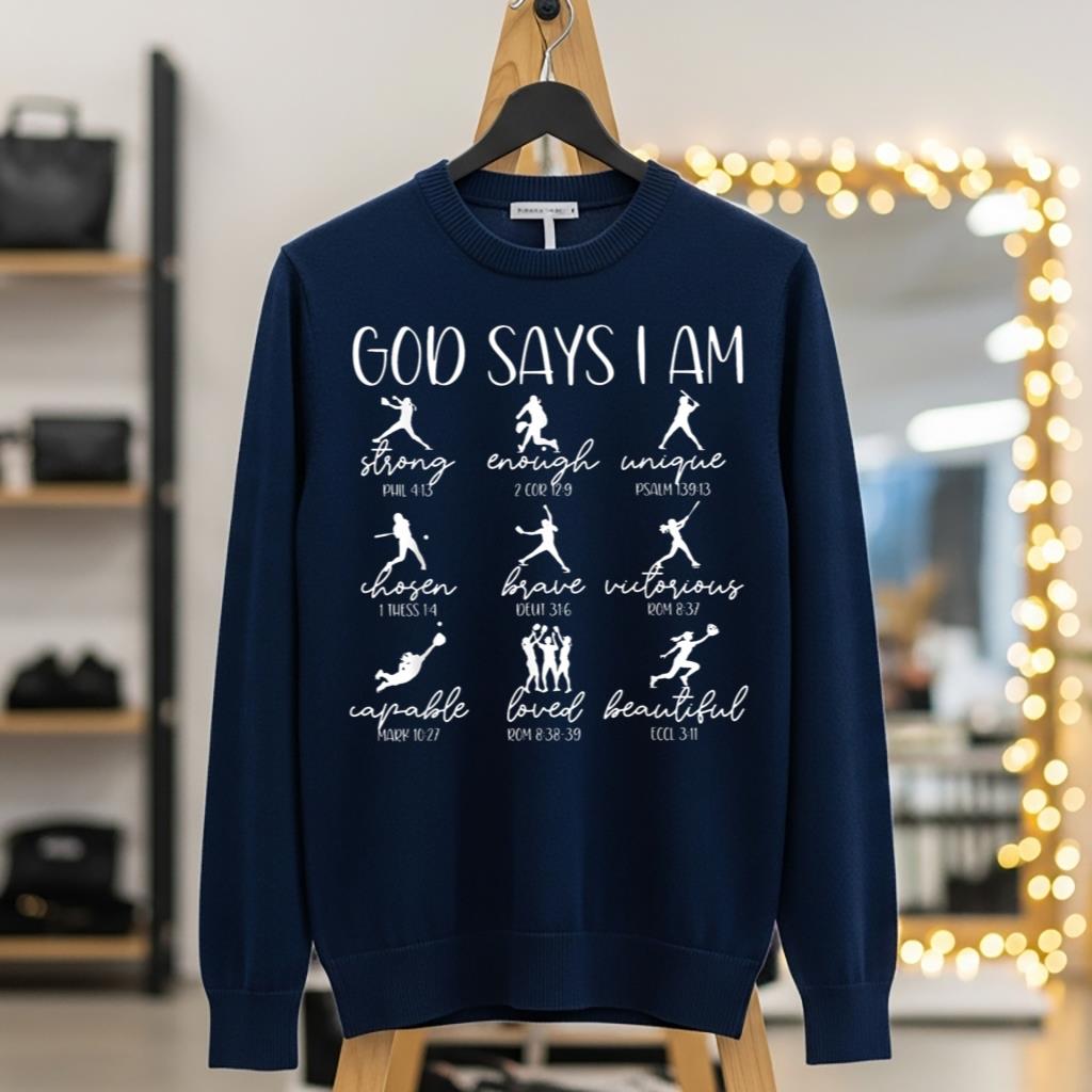 God Says I Am Bible Verse Religious Christian Softball Girls - Image 5