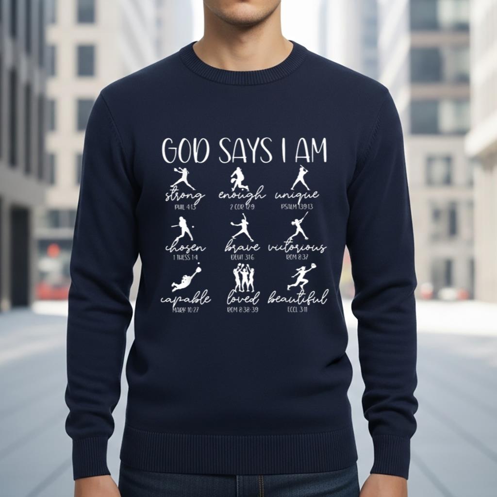 God Says I Am Bible Verse Religious Christian Softball Girls - Image 6