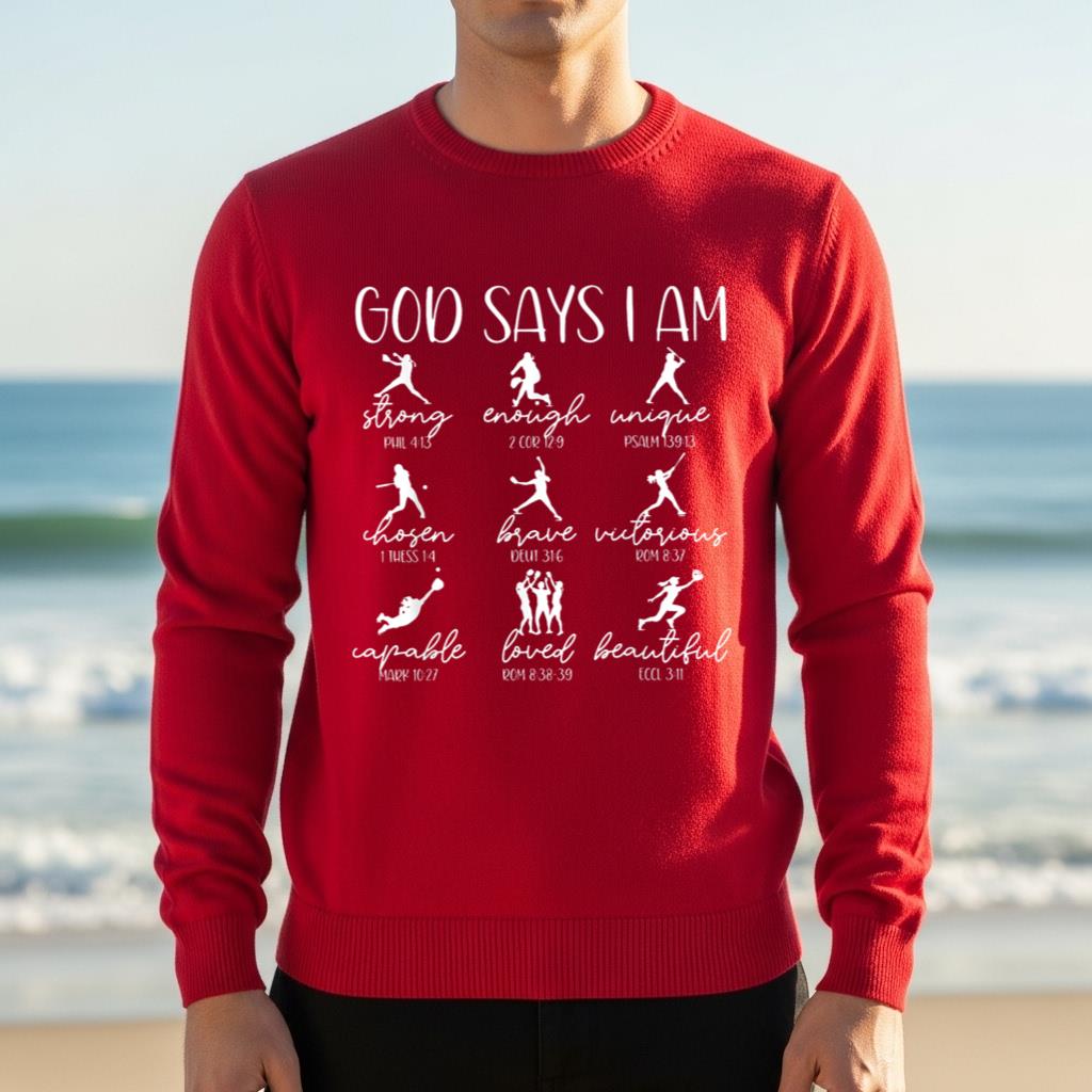 God Says I Am Bible Verse Religious Christian Softball Girls - Image 4