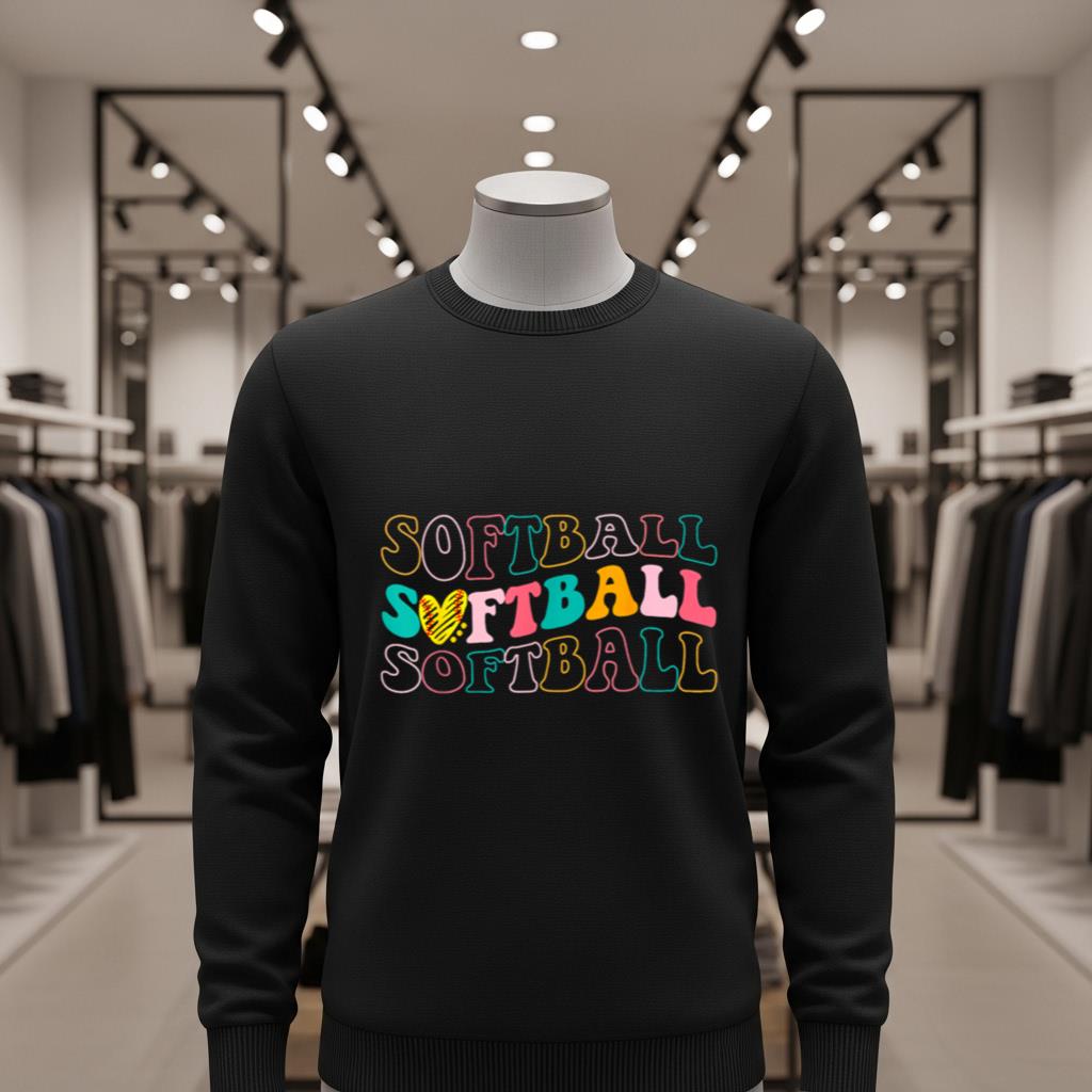 Groovy Love Heart Softball Player Funny Softball Baseball - Image 2