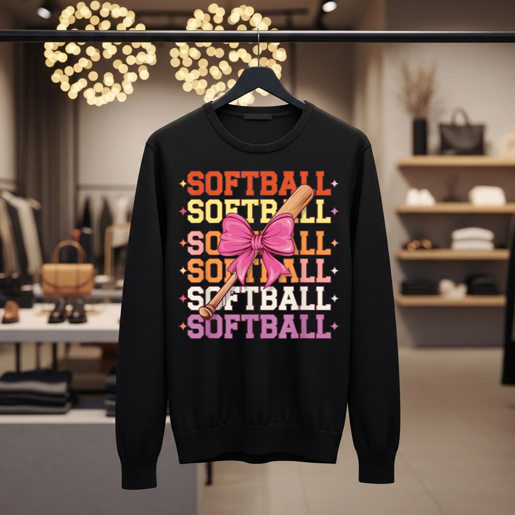Groovy Softball Coquette Bow Softball Lover Softball