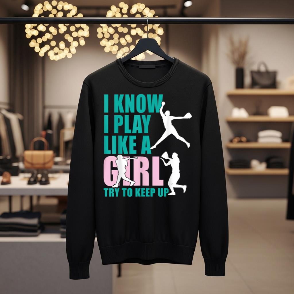 I Know I Play Like A Girl Try To Keep Up Softball T Shirt