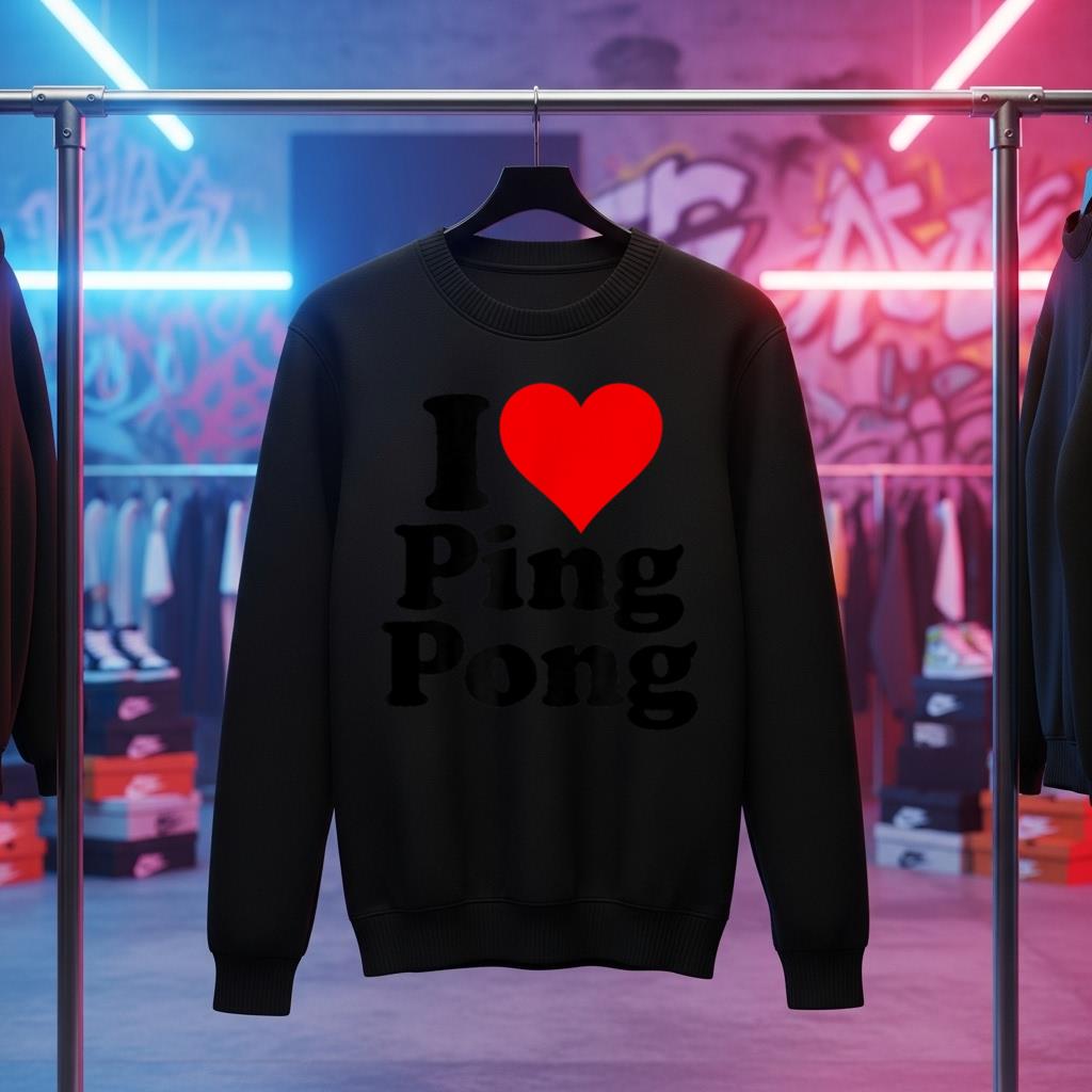 I LOVE HEART PING PONG TABLE TENNIS
