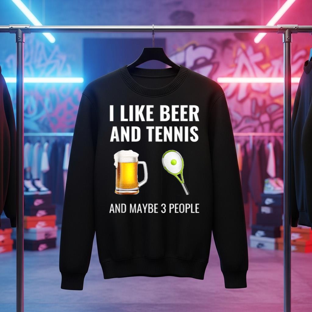 I Like Beer And Tennis And Maybe 3 People Shirt Funny Tennis