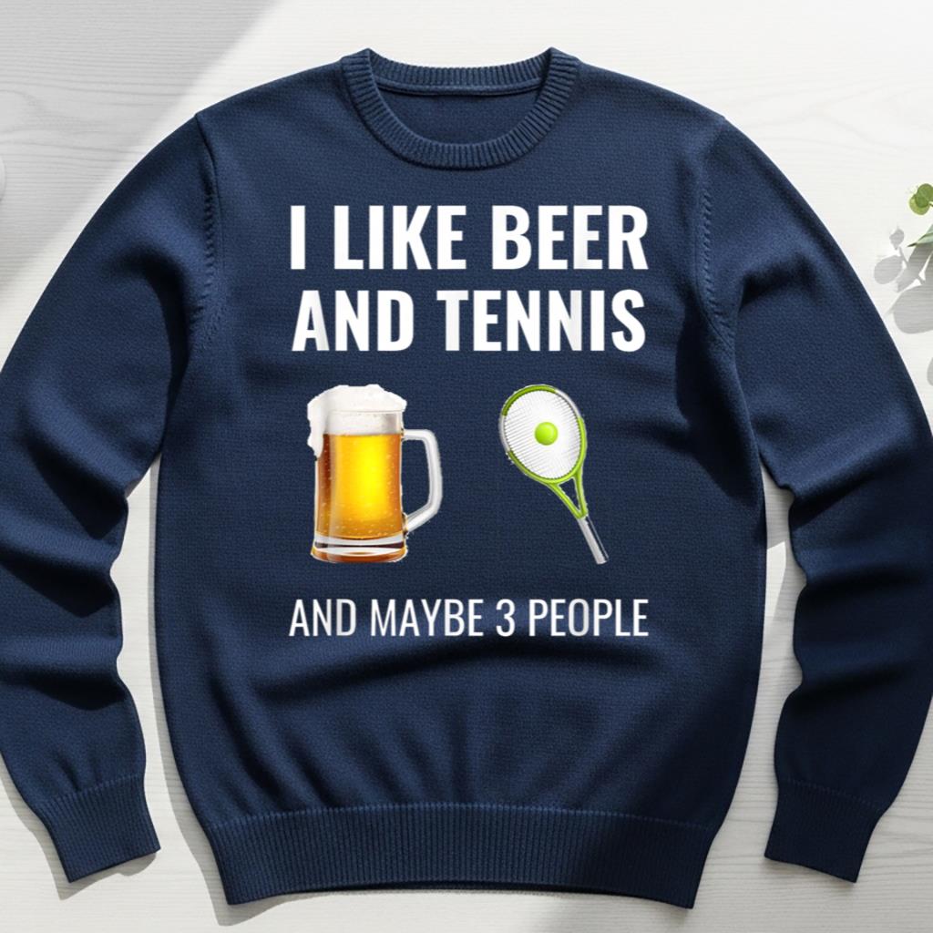 I Like Beer And Tennis And Maybe 3 People Shirt Funny Tennis - Image 6