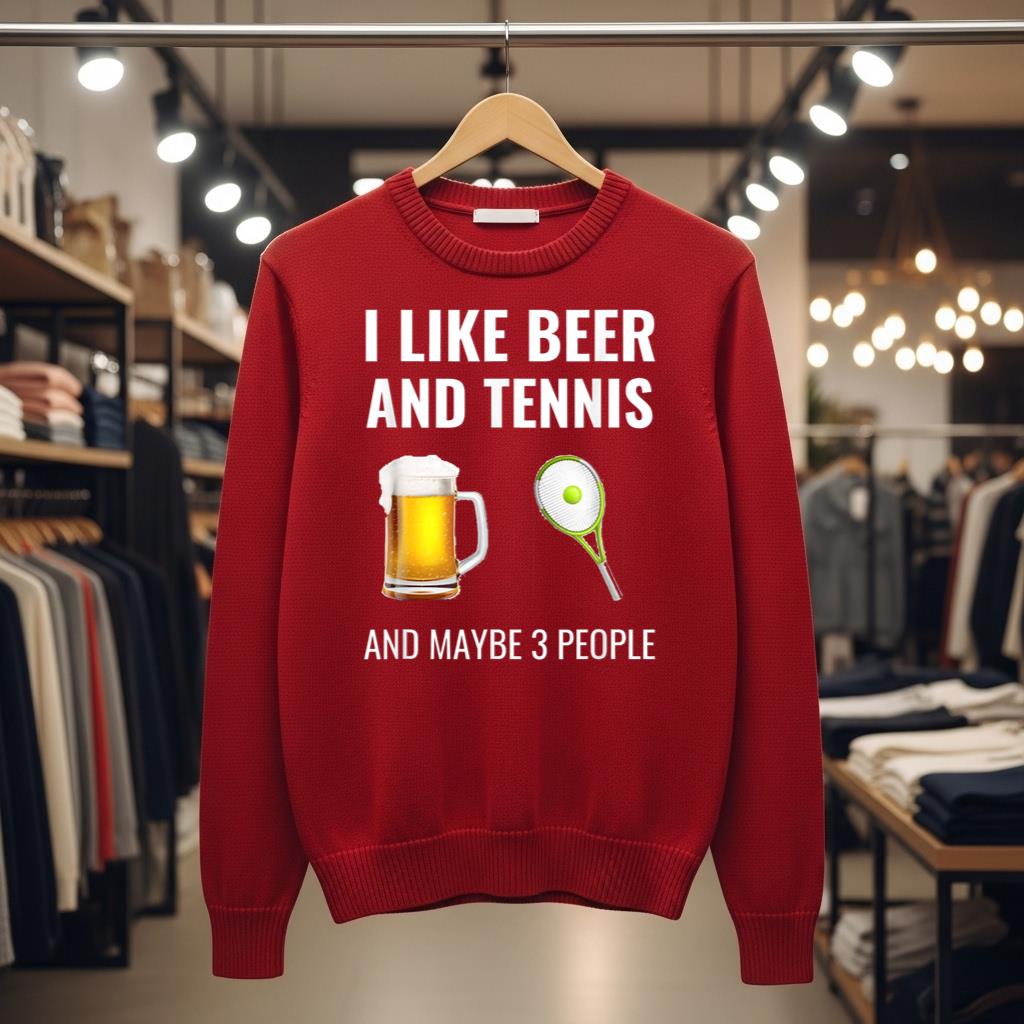 I Like Beer And Tennis And Maybe 3 People Shirt Funny Tennis - Image 3