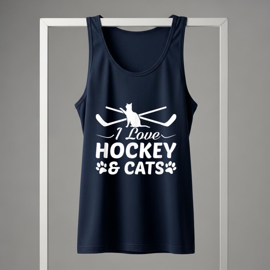 I Love Hockey And Cats Hockey Cats Love Funny Gifts Tank Top - Image 5