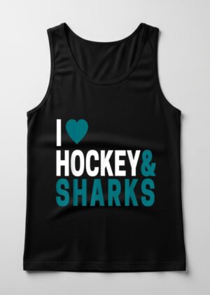 I Love Hockey & Sharks Joke T Tank Top For Hockey Lovers