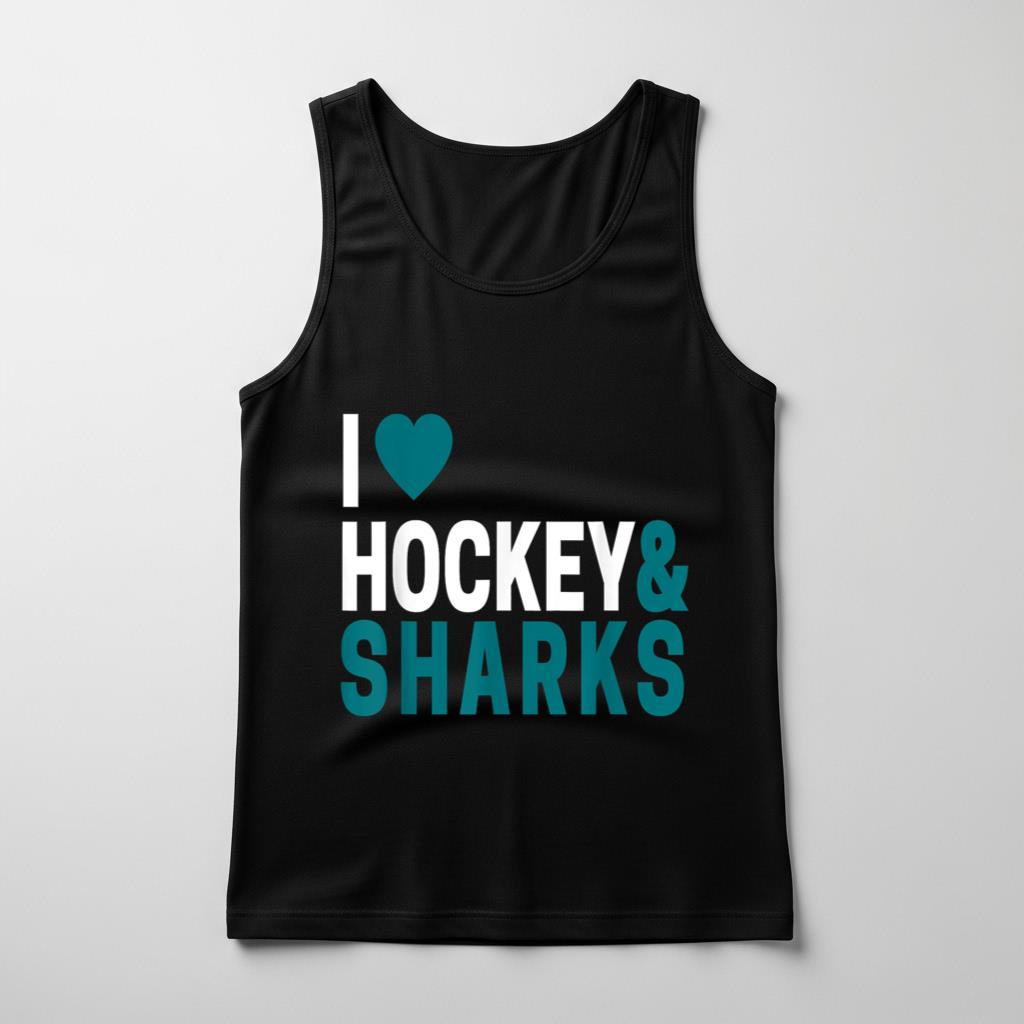 I Love Hockey & Sharks Joke T Tank Top For Hockey Lovers