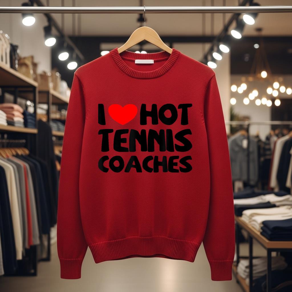 I Love Hot Tennis Coaches Funny heart Sport - Image 3